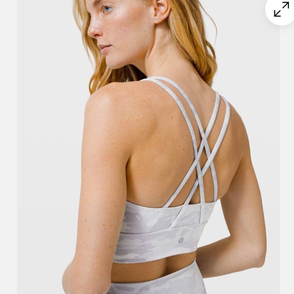LULULEMON Energy Bra Longline Sports Bra Camo Jacquard Alpine White Starlight 6
